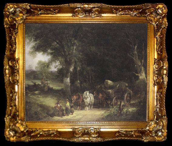 framed  William Shayer Carging Timber in the New Forest (mk37), ta009-2